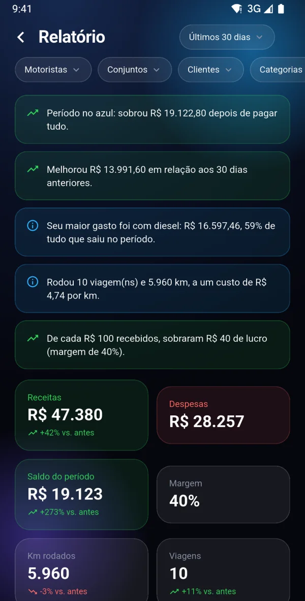 Tela O mês do app Conecta Trucks